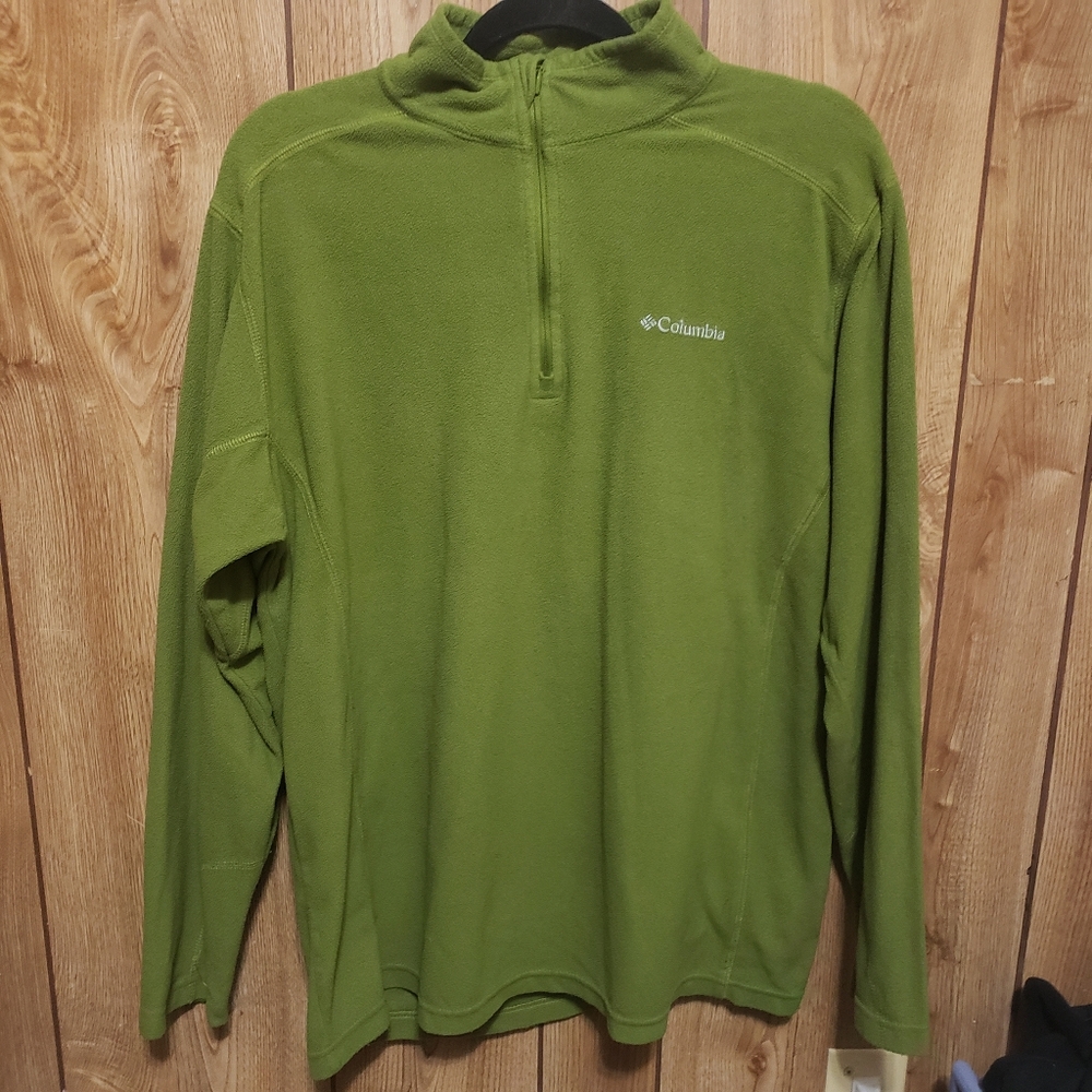 Columbia 1/4 Zip Fleece Pullover Jacket Mens L Green Gorpcore Cabincore Outdoors